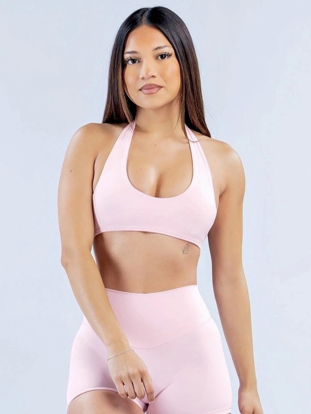 DFYNE Anisia Backless Halter Bra Pink Sports Bra Size Small NWT